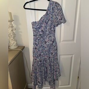 ASTR Santorini Floral One Shoulder Midi Dress